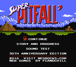 Super Pitfall : 30th Anniversary Edition (Hack) — Title screen